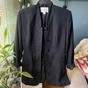 Black Dressy Blazer with Collar Trim